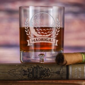 Fivetownsgift Custom Golf Theme Crystal Whiskey Rocks Glass