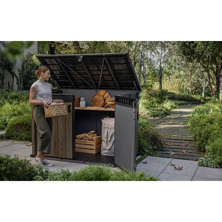 Keter 6′ x 3′ Walnut Signature Horizontal Plastic Shed – Walnut Woodlook - Image 3