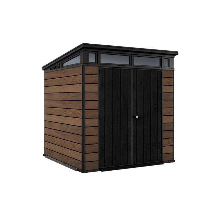 Keter 7′ x 7′ Walnut Signature Pent Plastic Shed – Walnut Woodlook