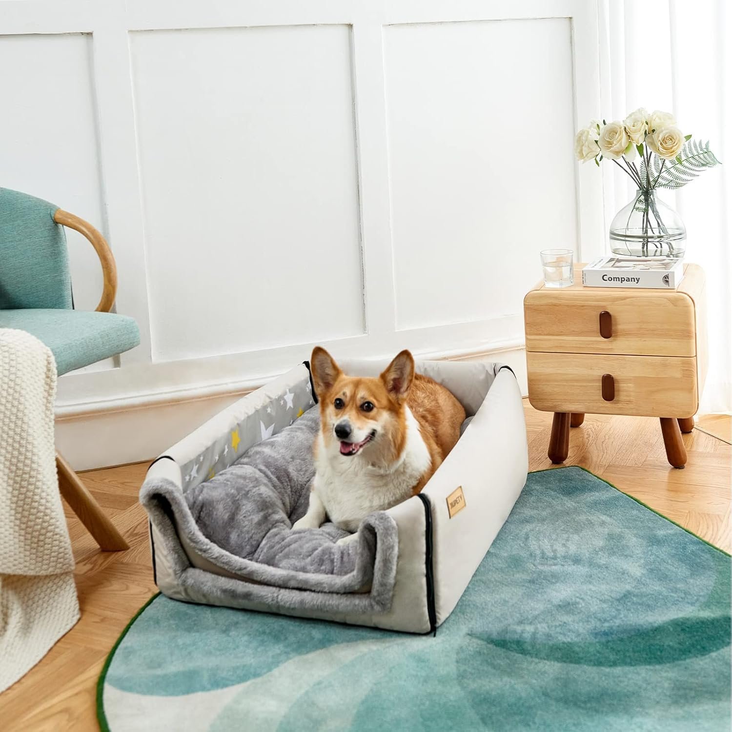 Jiupety Dog House Cozy, 2 in 1 Small Dog House, L Size for Small Medium Dog, Grey - Image 3