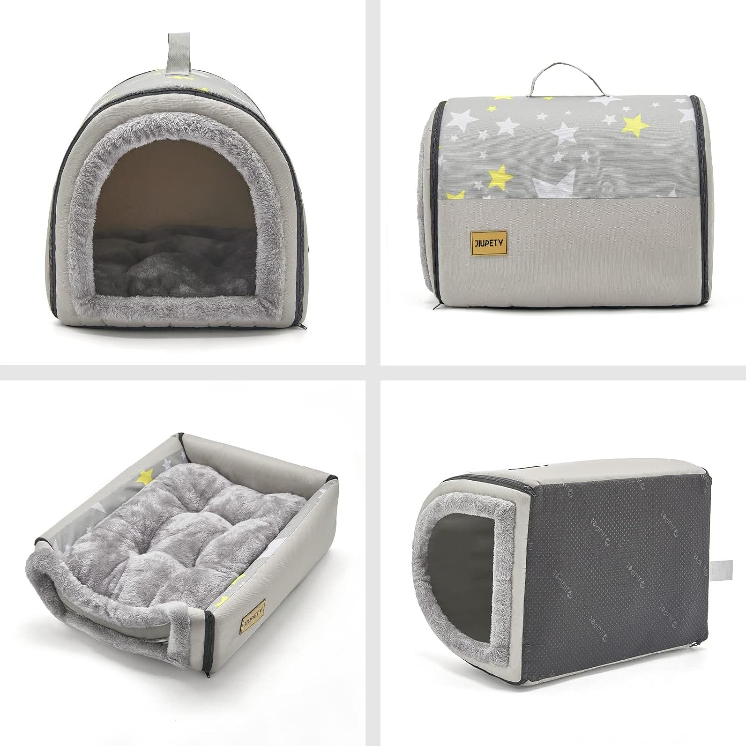 Jiupety Dog House Cozy, 2 in 1 Small Dog House, L Size for Small Medium Dog, Grey - Image 5