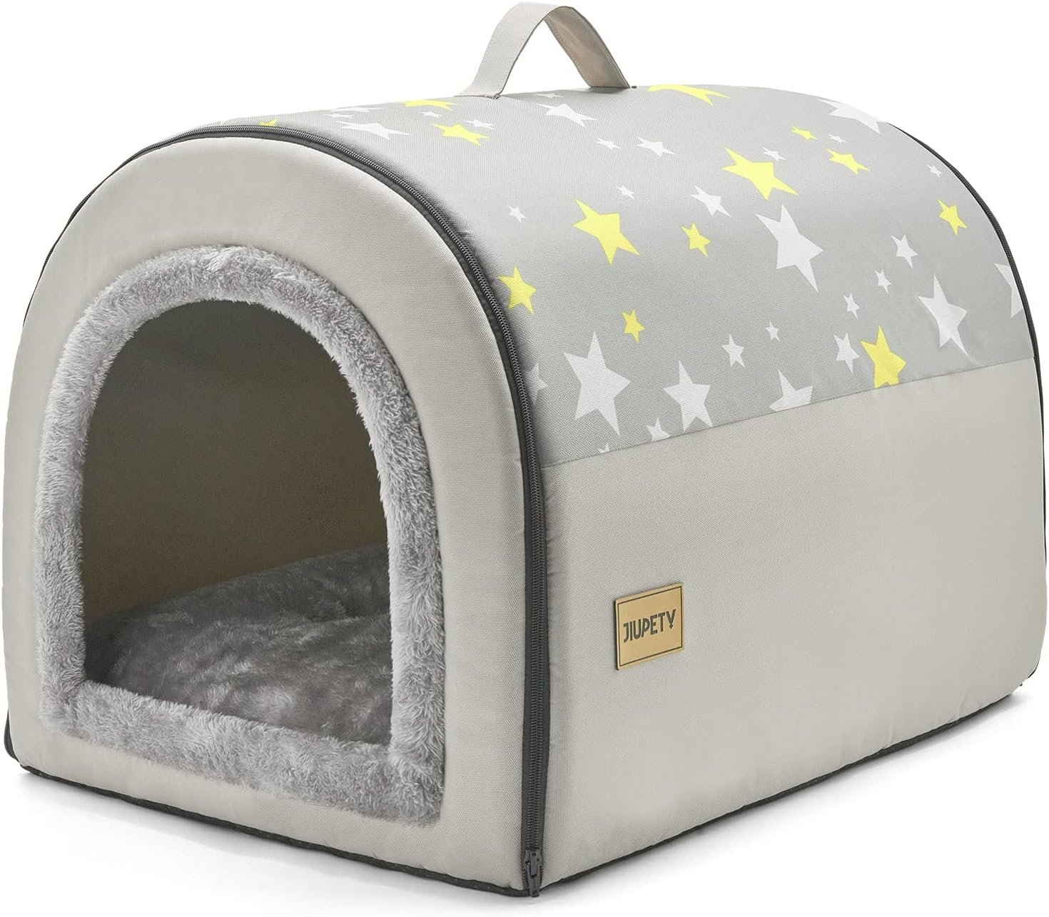 Jiupety Dog House Cozy, 2 in 1 Small Dog House, L Size for Small Medium Dog, Grey - Image 7